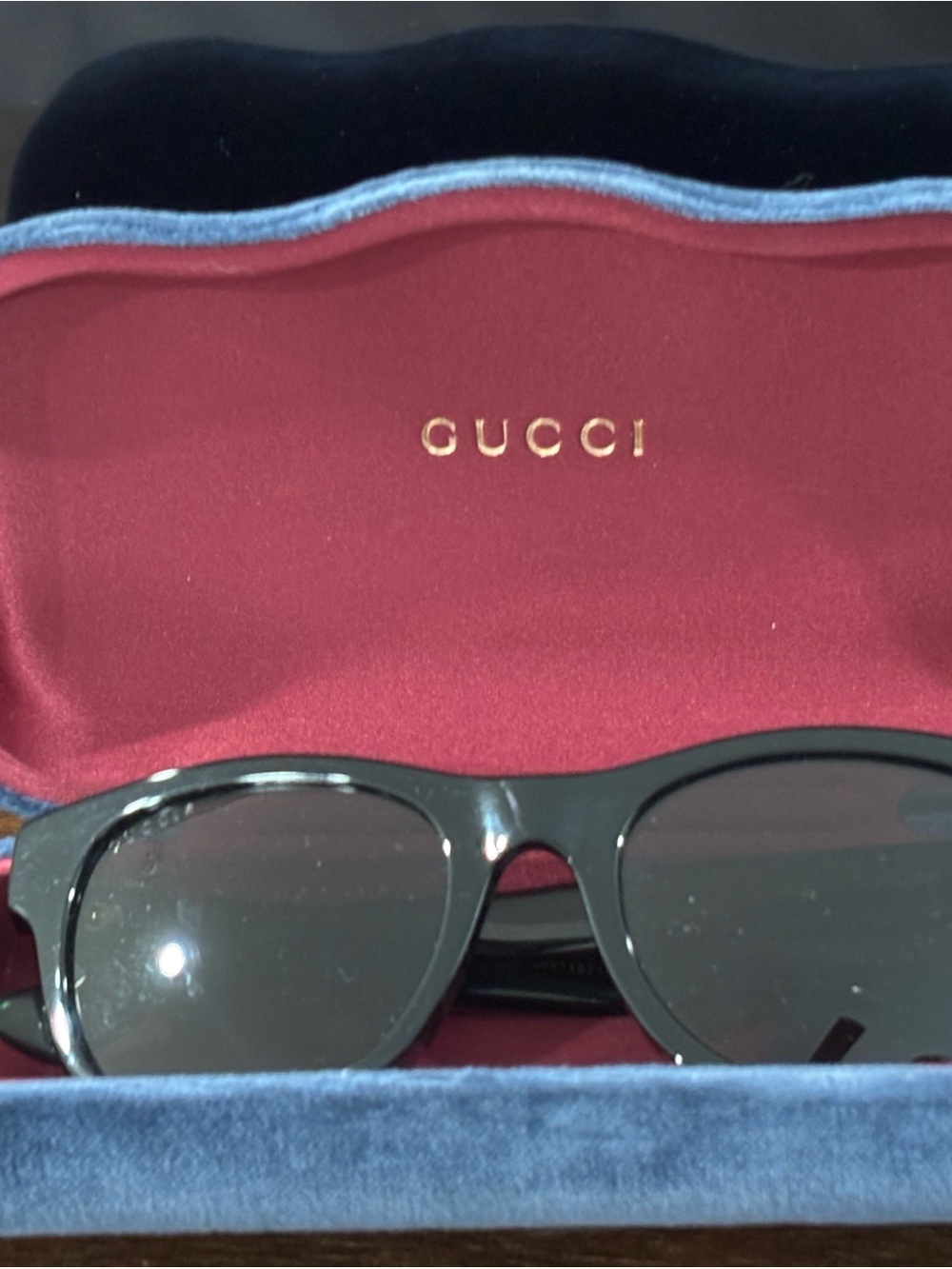 Gucci Black Sunglasses with Red Velvet Branded Case